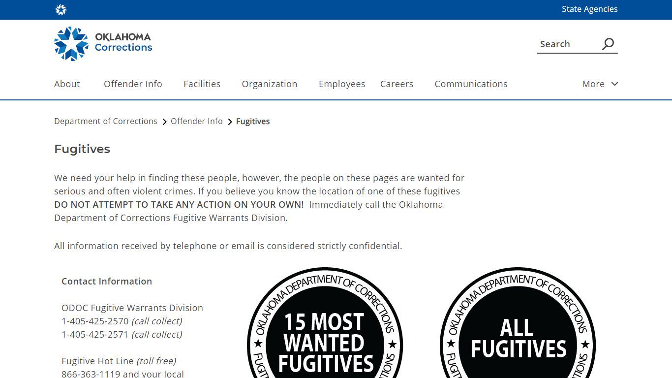 Fugitives - Department of Corrections
